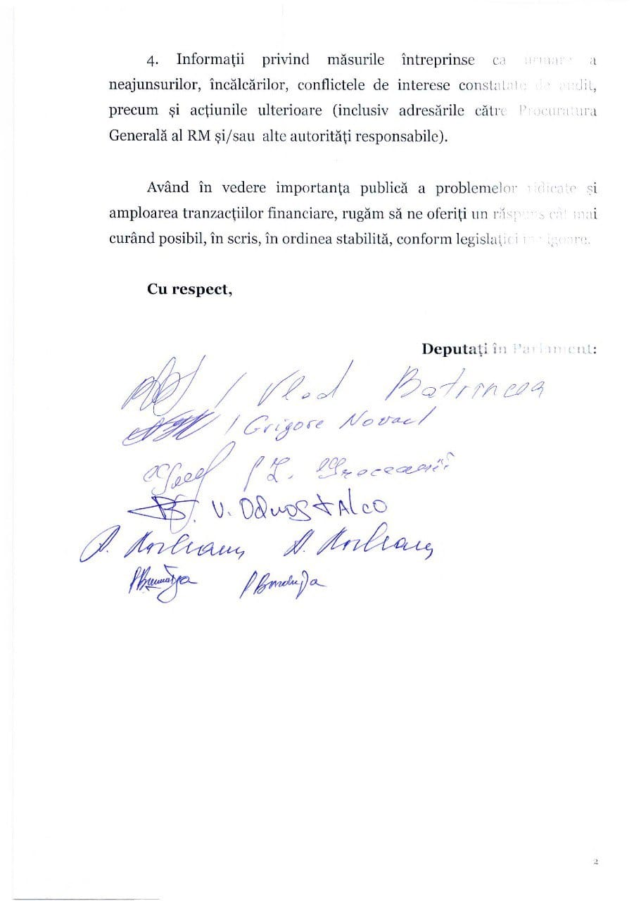 DOC// PSRM solicită explicații de la organele de resort privind achizițiile netransparente de gaze naturale