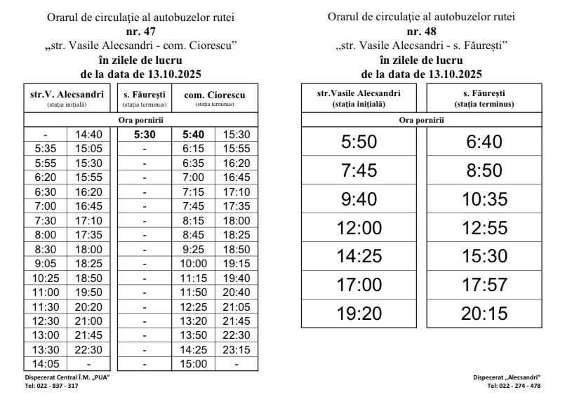 Elevii din Ciorescu nu vor mai aștepta în stații. Orarul autobuzelor nr. 47 și 48 a fost ajustat în funcție de sfârșitul lecțiilor